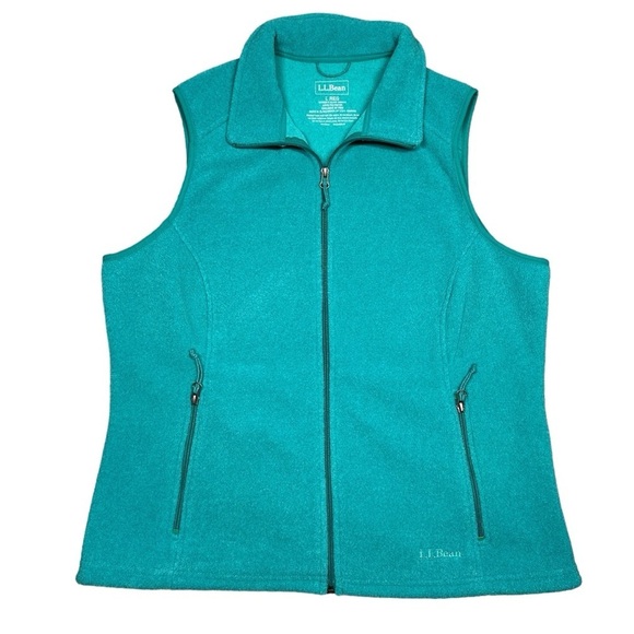 L.L. Bean Polartec Collared Full Zip Fleece Vest Aqua Size Large - Picture 5 of 8